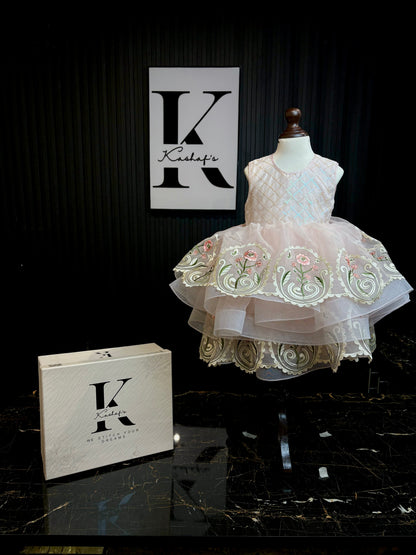 LUX. EMB FROCK TEA PINK 4111