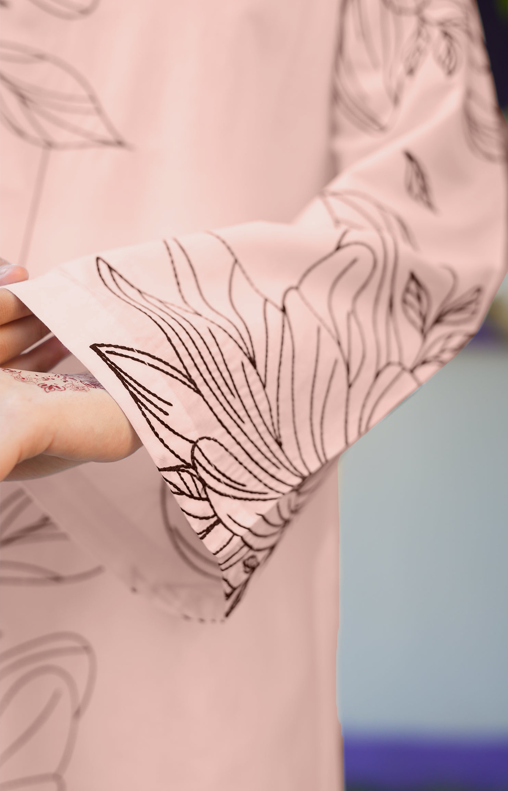 2 PIECE EMRODERED LAWN SUIT TEA PINK KRS-1023