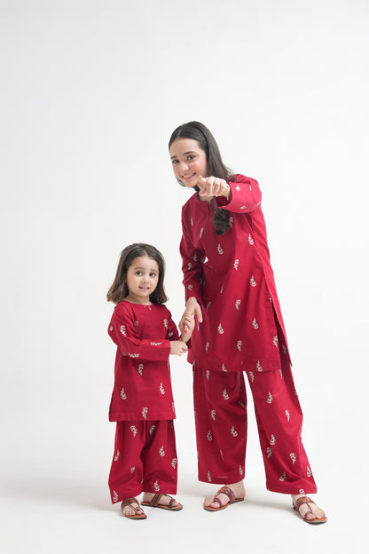 2 PIECE EMBROIDERED LAWN SUIT MAROON KFM-1020