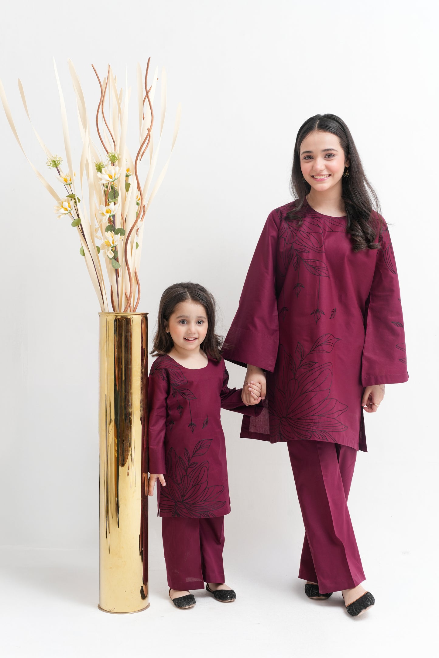 2 PIECE EMBROIDERED LAWN SUIT DARK MAROON KRS-1021
