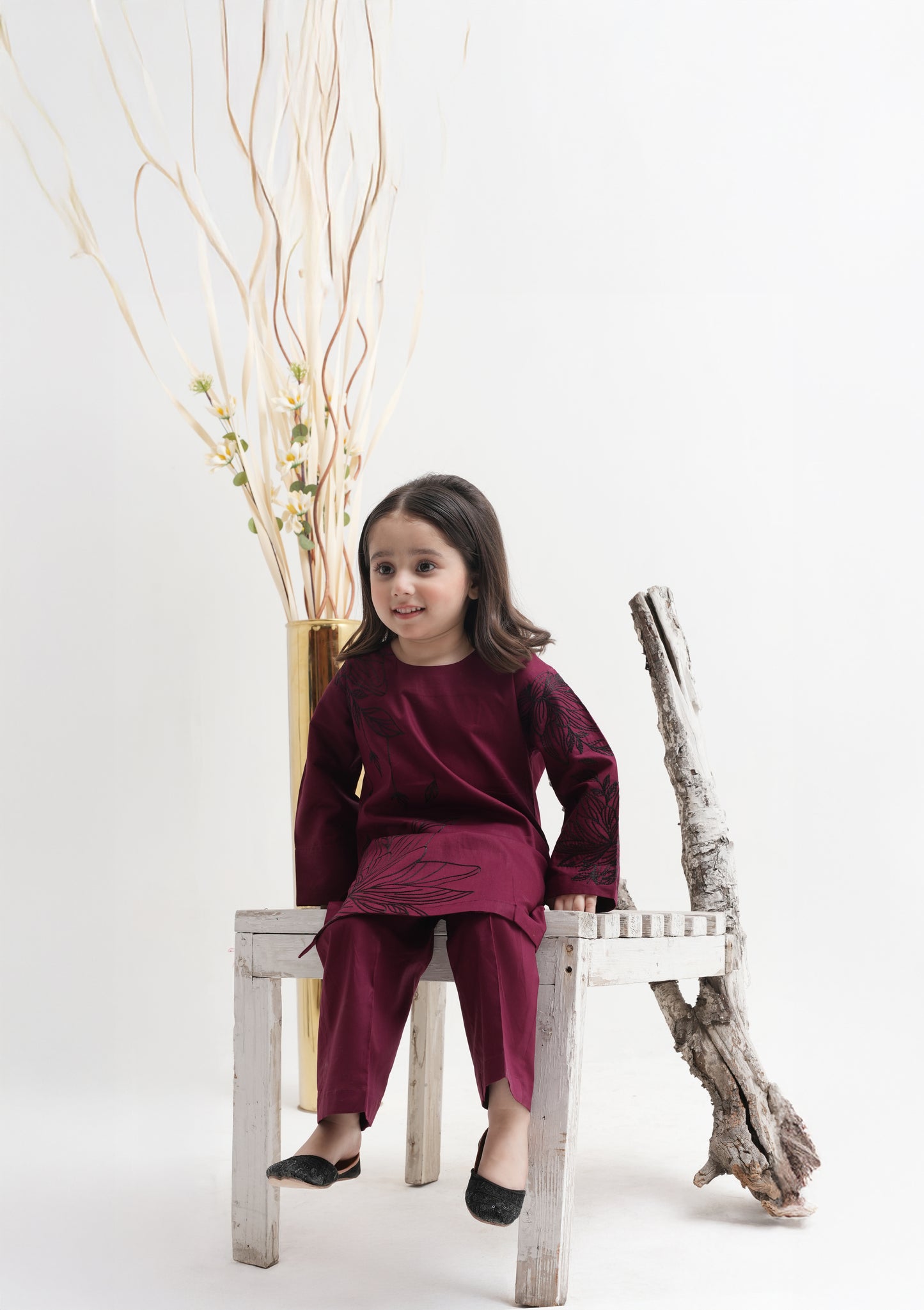 2 PIECE EMBROIDERED LAWN SUIT DARK MAROON KRS-1021