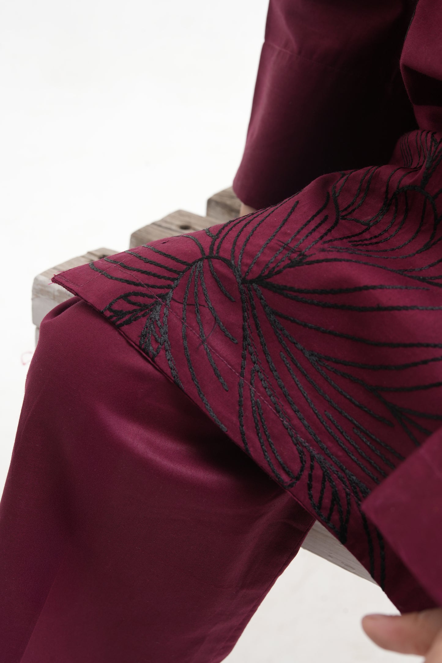 2 PIECE EMBROIDERED LAWN SUIT DARK MAROON KRS-1021