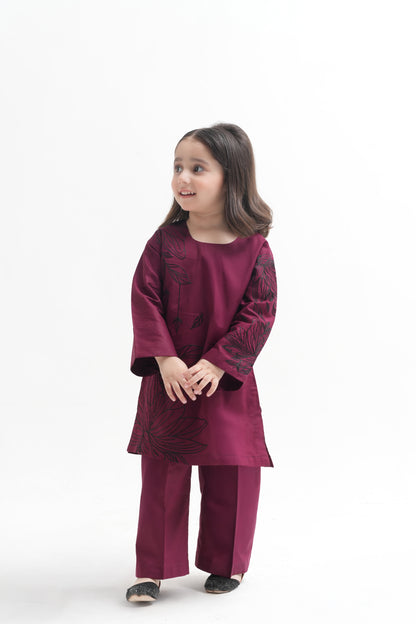 2 PIECE EMBROIDERED LAWN SUIT DARK MAROON KRS-1021