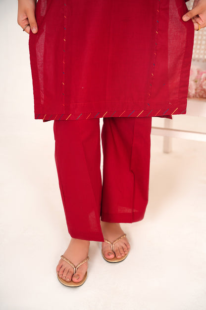 2 PIECE EMBROIDERED LAWN SUIT RED KDR 2108