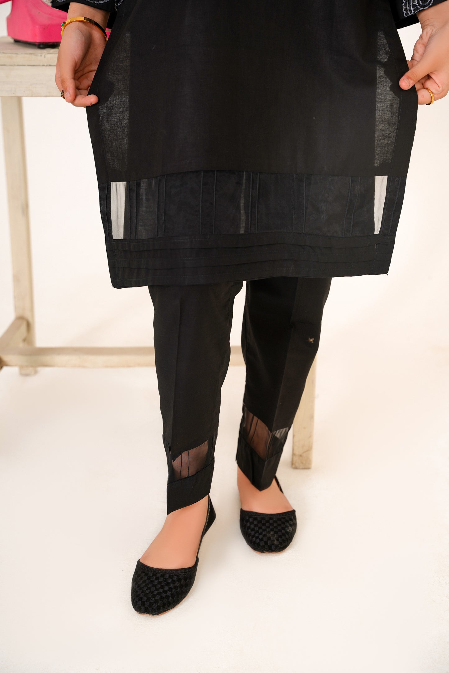 2 PIECE EMBROIDERED LAWN SUIT BLACK POCKET  2110