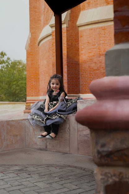 LUX. EMB FROCK BLACK 4114