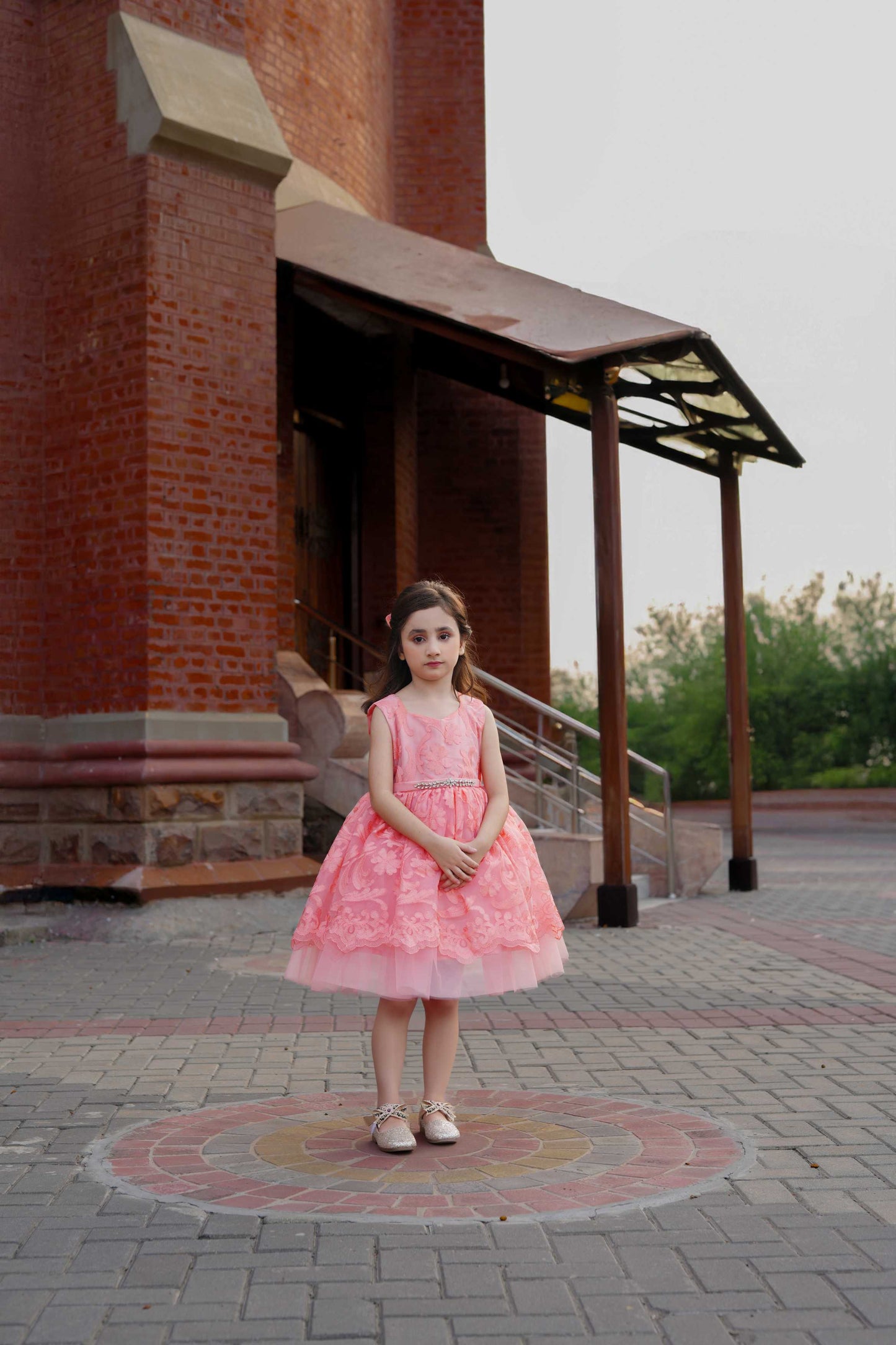 BUTTER FLY FROCK PEACH 4104