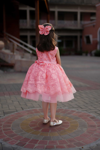 BUTTER FLY FROCK PEACH 4104