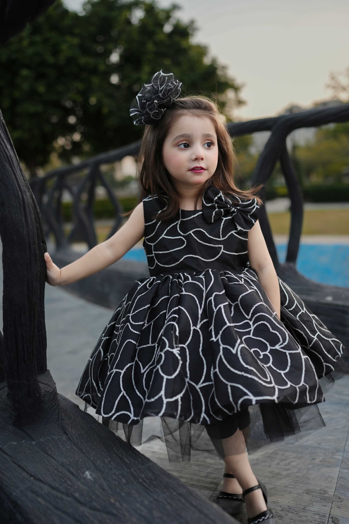 FLOWER FROCK BLACK 4105