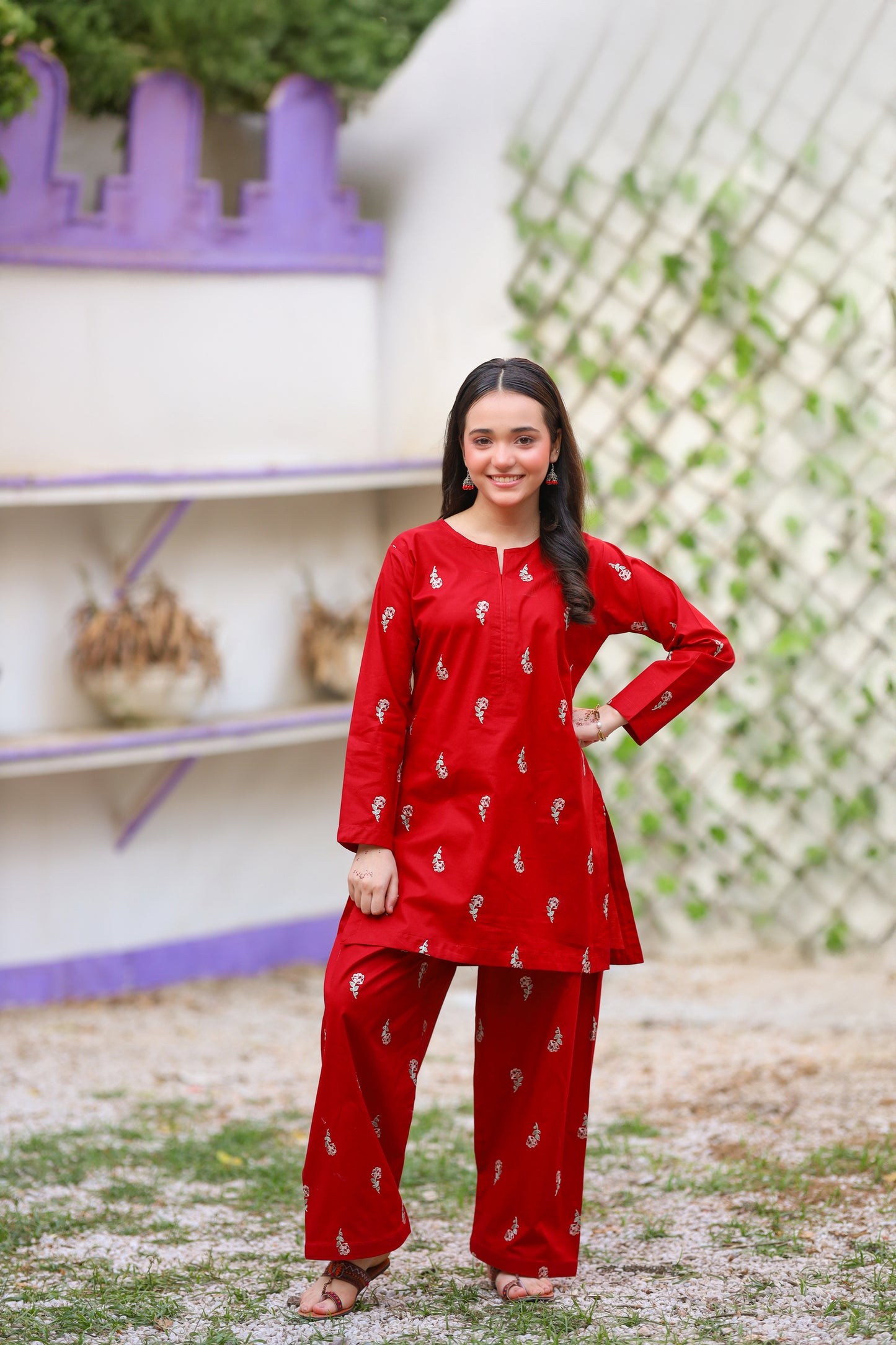 2 PIECE EMBROIDERED LAWN SUIT MAROON KFM-1020