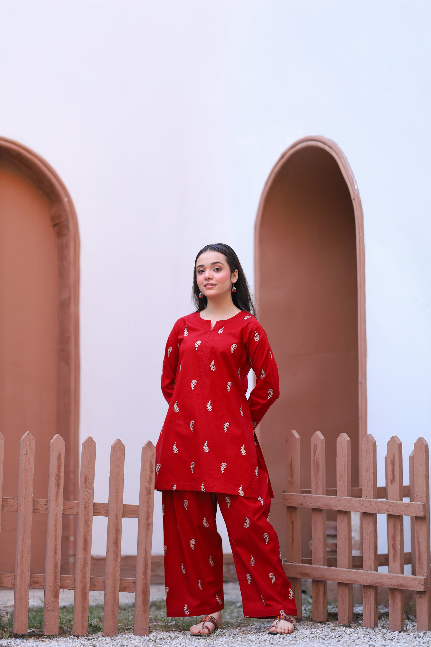 2 PIECE EMBROIDERED LAWN SUIT MAROON KFM-1020
