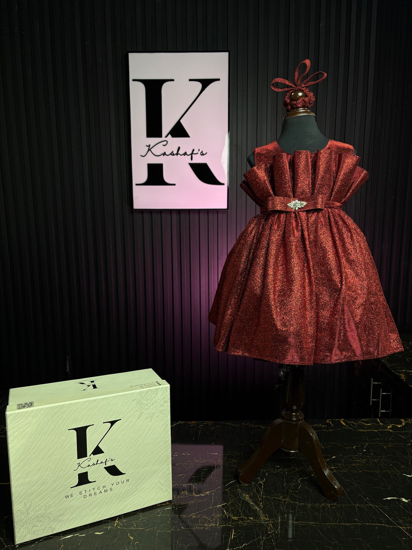 MOON LIGHT FROCK MAROON 4113