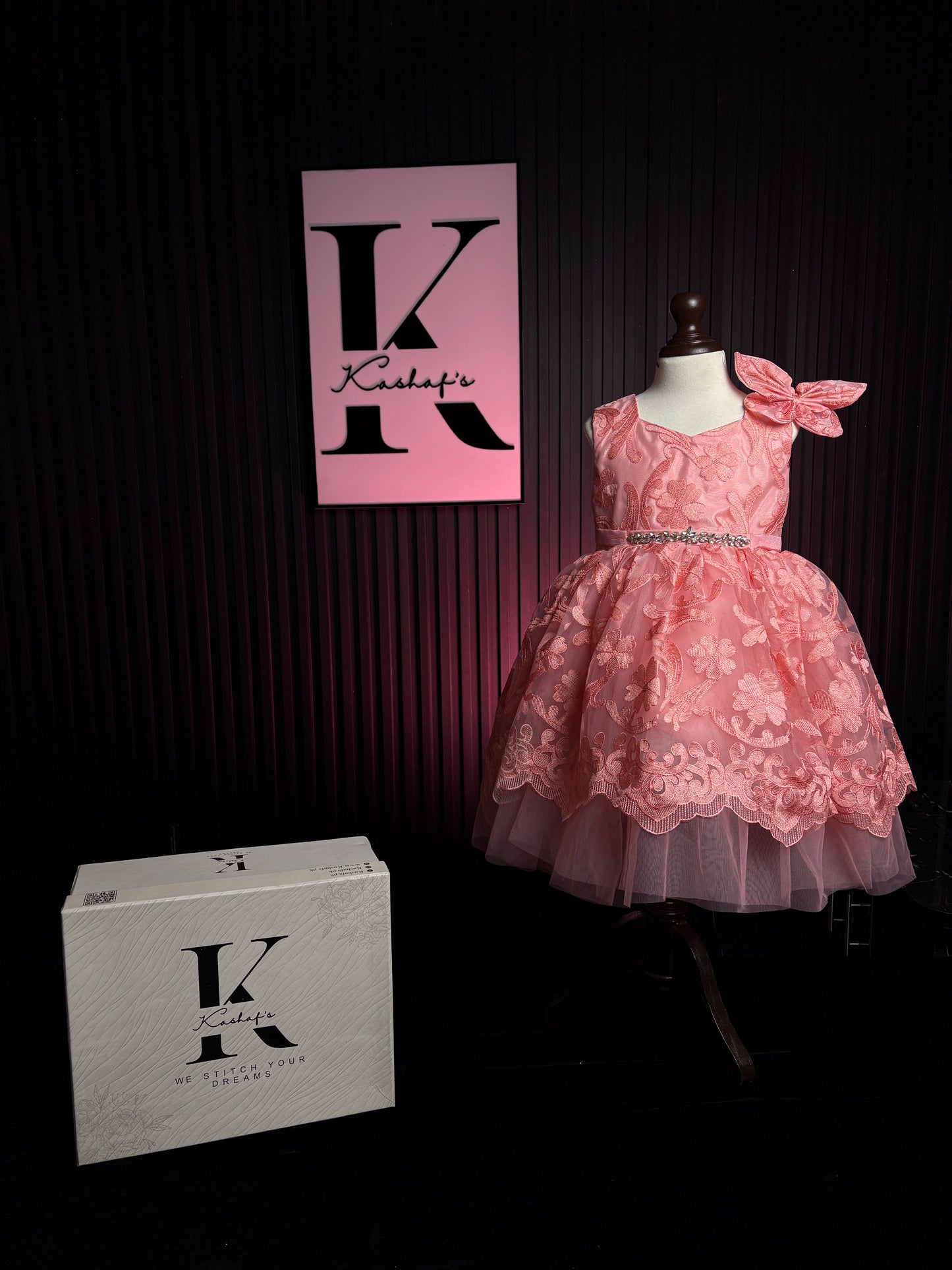 BUTTER FLY FROCK PEACH 4104