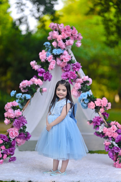 BABY EMBROIDED FROCK SKY KDB-3006