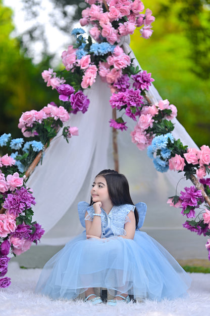 BABY EMBROIDED FROCK SKY KDB-3006