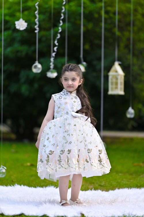 BABY EMBROIDED FROCK WHITE KGG-3008