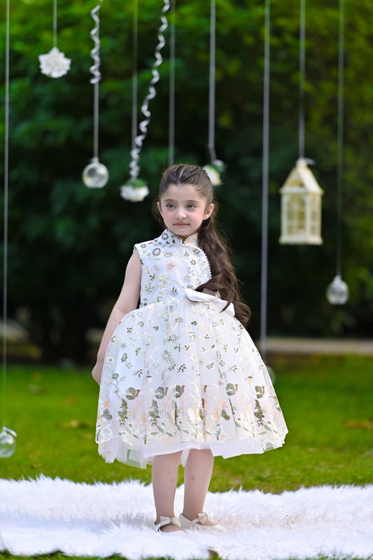 BABY EMBROIDED FROCK WHITE KGG-3008