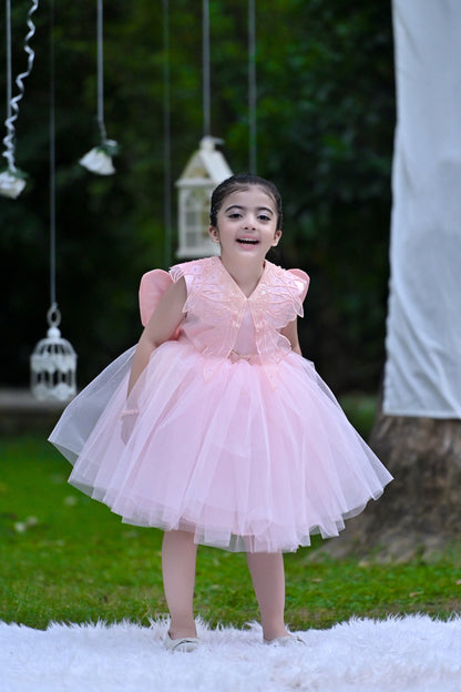 BABY EMBROIDED FROCK PEACH KDB-3004