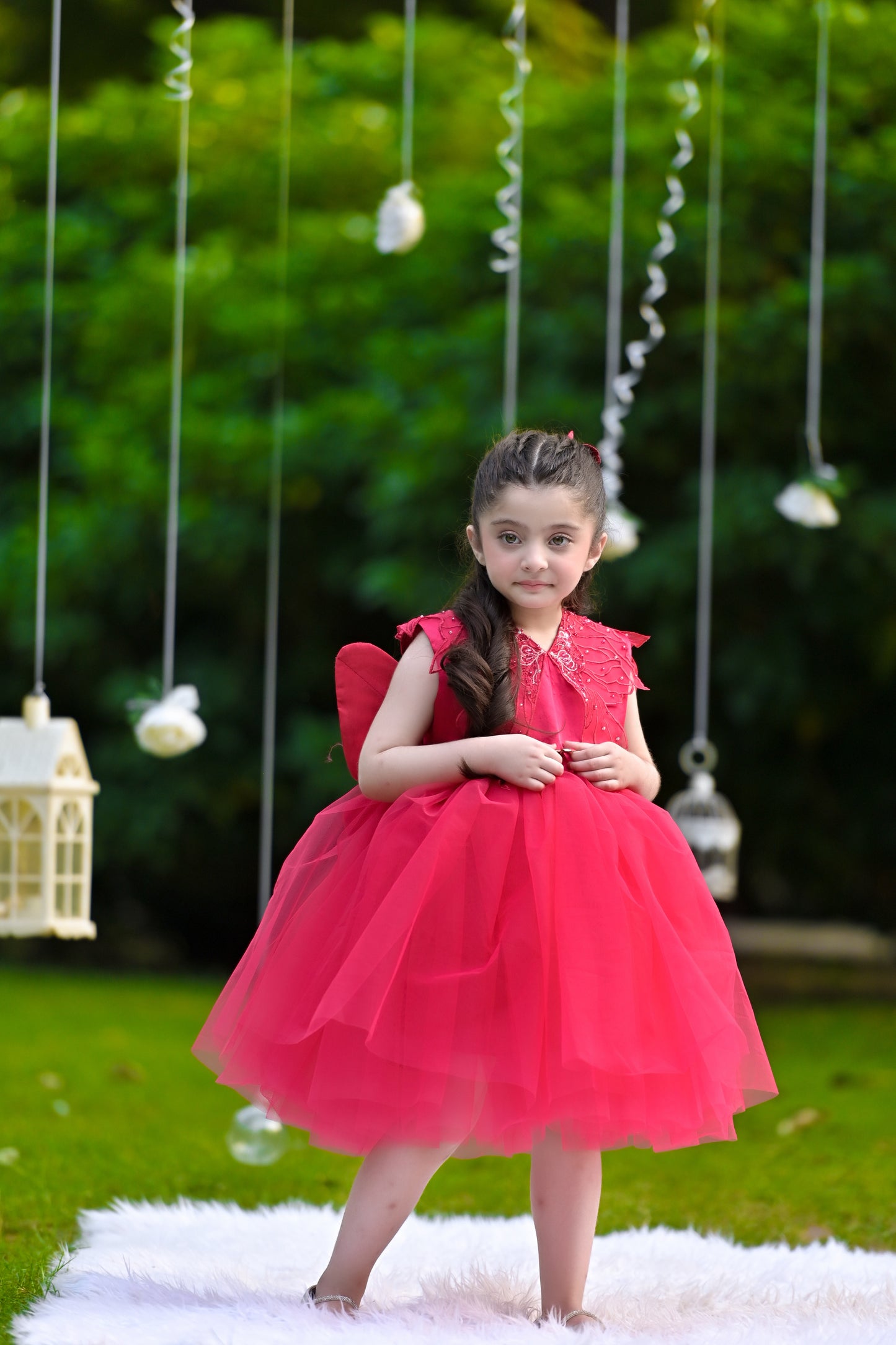 BABY EMBROIDED FROCK SHOWKING PINK KDB-3003