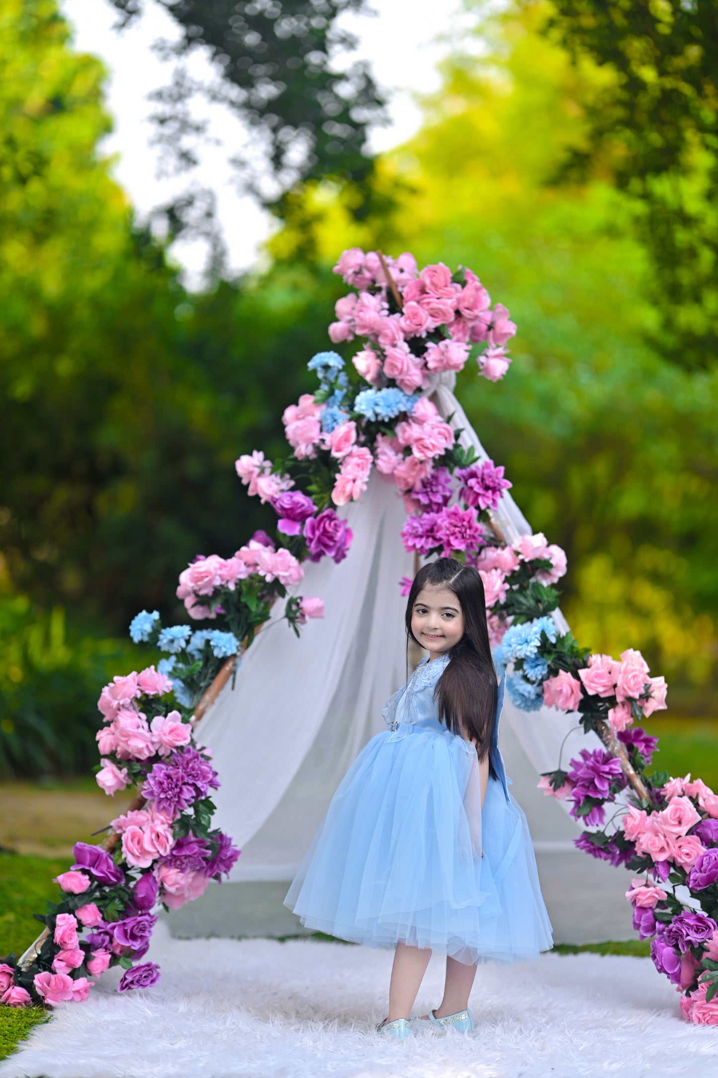 BABY EMBROIDED FROCK SKY KDB-3006