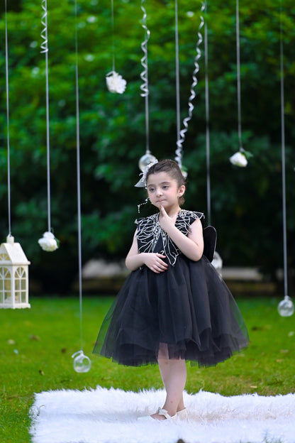 BABY EMBROIDED FROCK BLACK KDB-3005