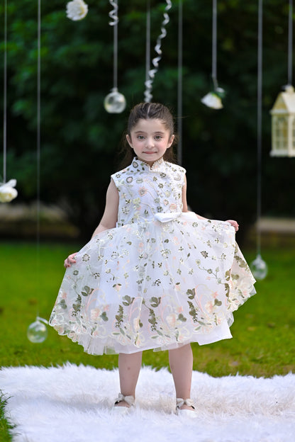 BABY EMBROIDED FROCK WHITE KGG-3008