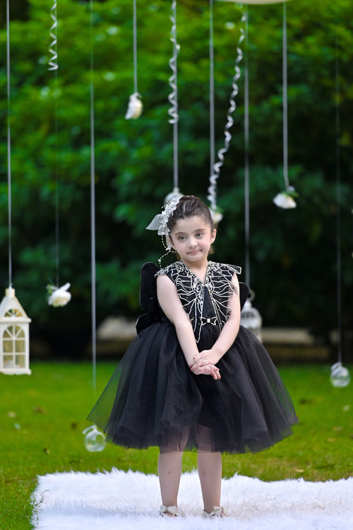 BABY EMBROIDED FROCK BLACK KDB-3005