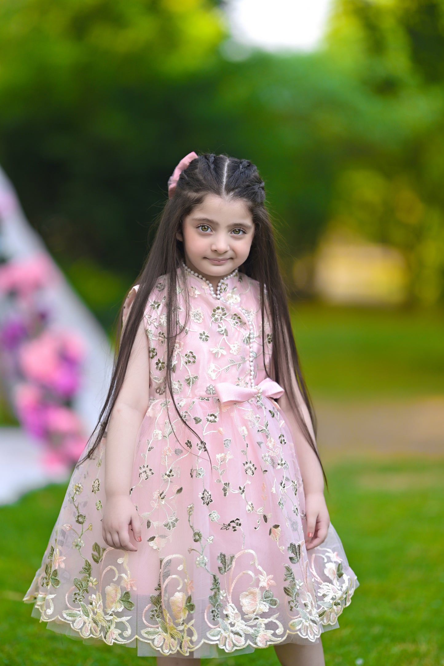 BABY EMBROIDED FROCK PEACH KGG-3009