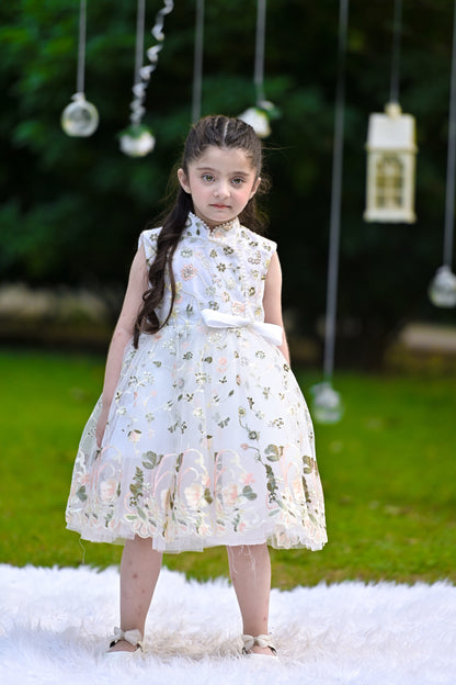 BABY EMBROIDED FROCK WHITE KGG-3008