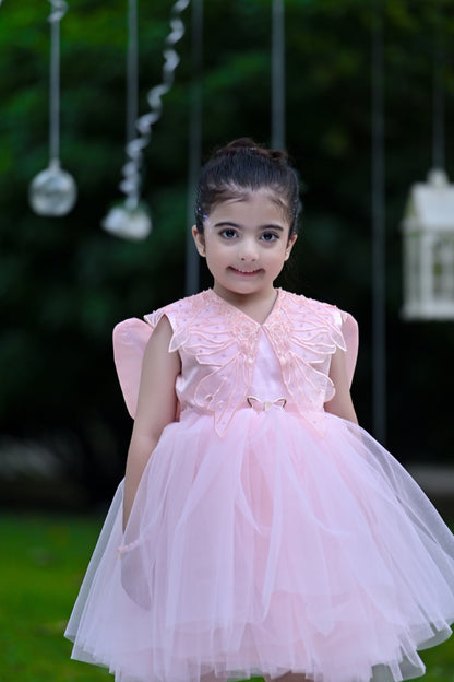 BABY EMBROIDED FROCK PEACH KDB-3004