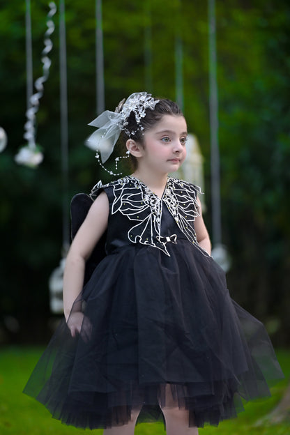 BABY EMBROIDED FROCK BLACK KDB-3005