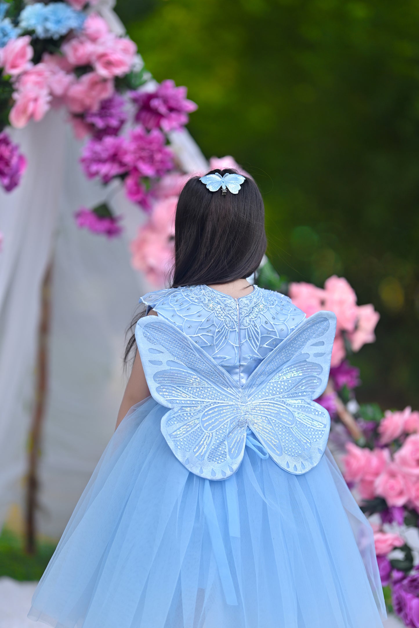 BABY EMBROIDED FROCK SKY KDB-3006