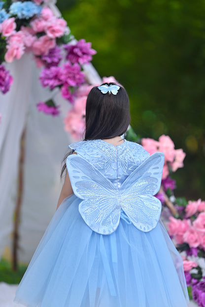 BABY EMBROIDED FROCK SKY KDB-3006