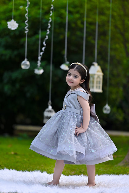 BABY EMBROIDED FROCK GRAY KRG-3000