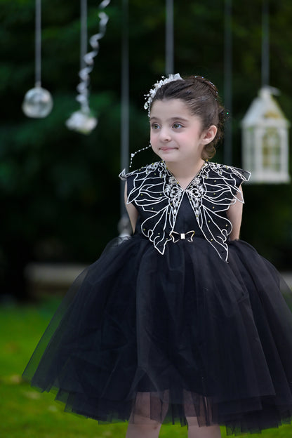 BABY EMBROIDED FROCK BLACK KDB-3005