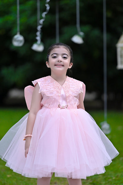 BABY EMBROIDED FROCK PEACH KDB-3004