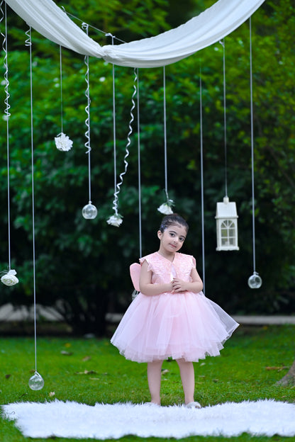 BABY EMBROIDED FROCK PEACH KDB-3004