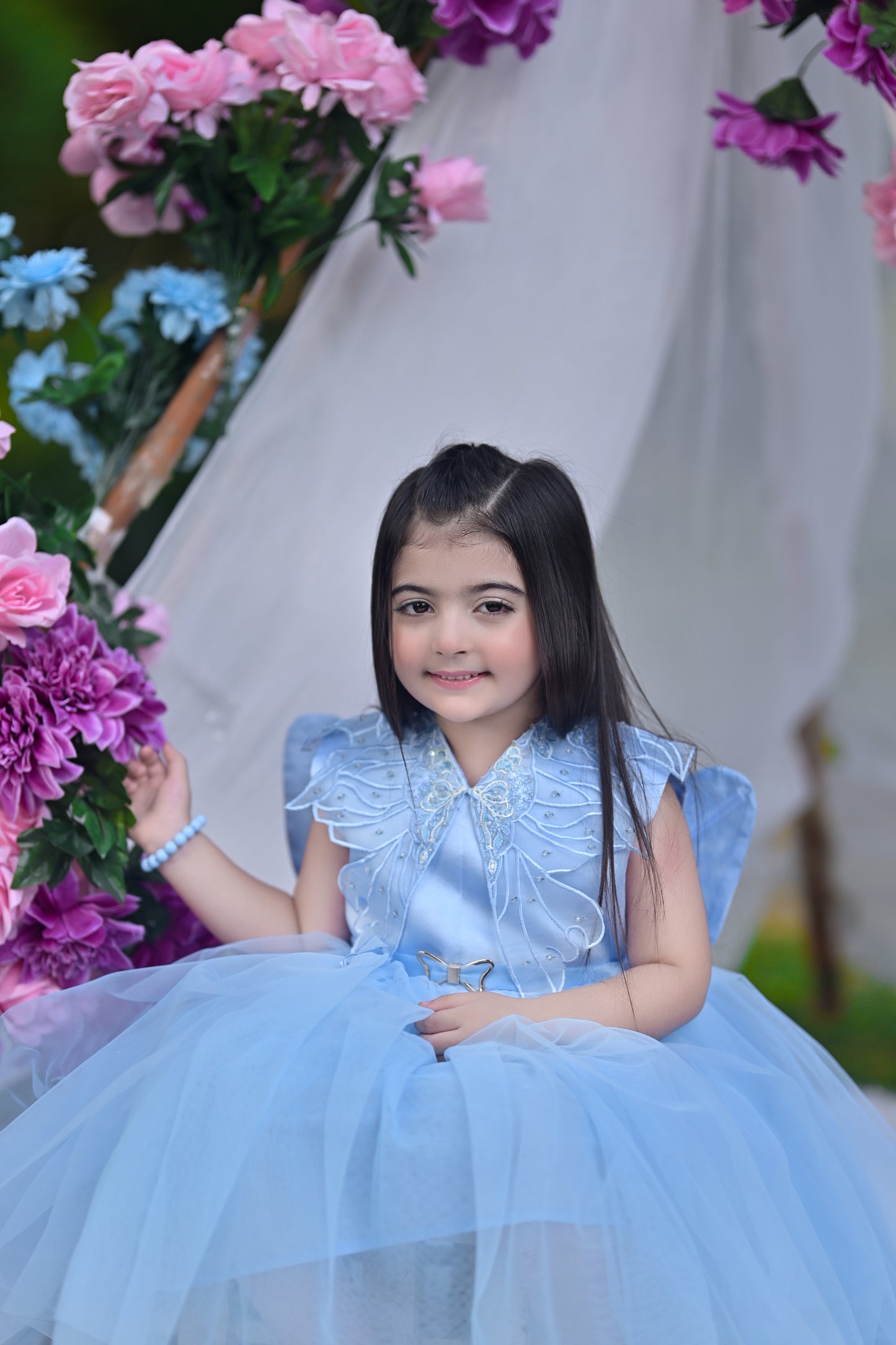 BABY EMBROIDED FROCK SKY KDB-3006