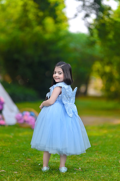 BABY EMBROIDED FROCK SKY KDB-3006