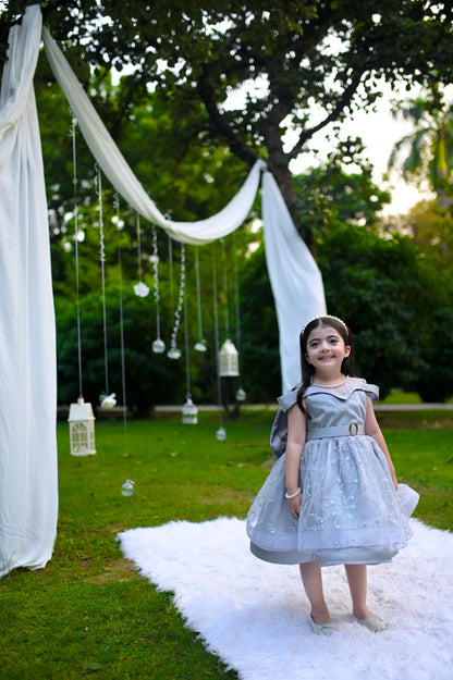 BABY EMBROIDED FROCK GRAY KRG-3000