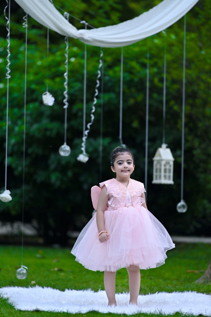 BABY EMBROIDED FROCK PEACH KDB-3004