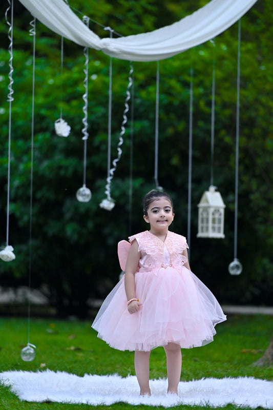 BABY EMBROIDED FROCK PEACH KDB-3004