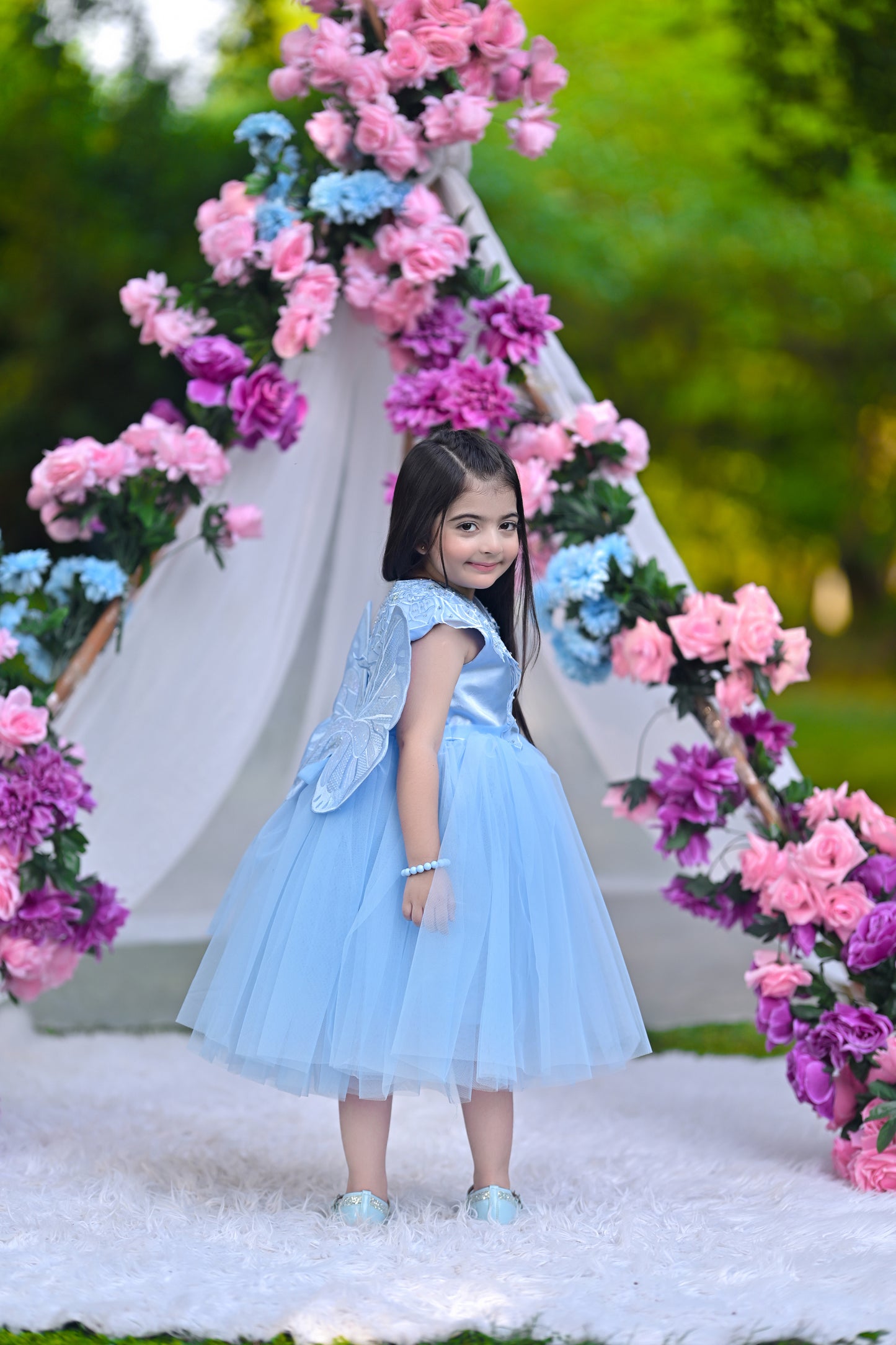 BABY EMBROIDED FROCK SKY KDB-3006