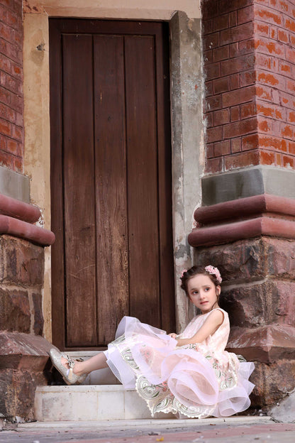 LUX. EMB FROCK TEA PINK 4111