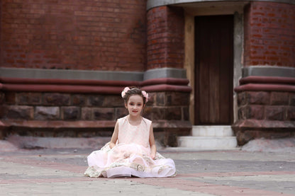 LUX. EMB FROCK TEA PINK 4111