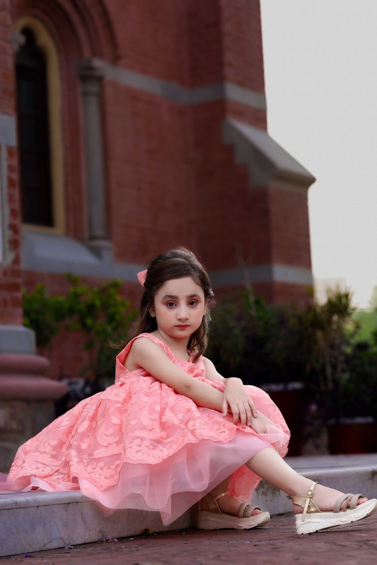 BUTTER FLY FROCK PEACH 4104