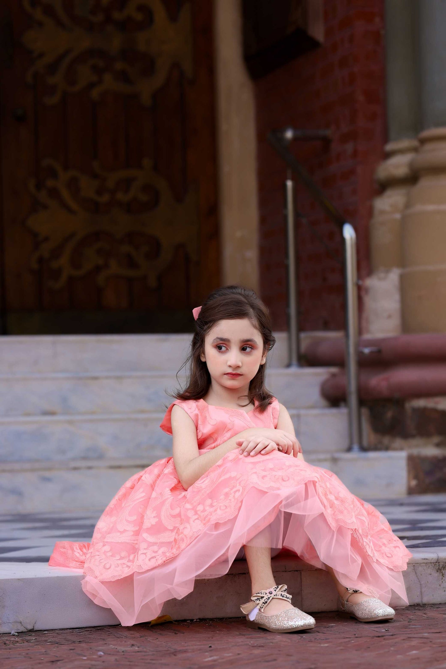 BUTTER FLY FROCK PEACH 4104