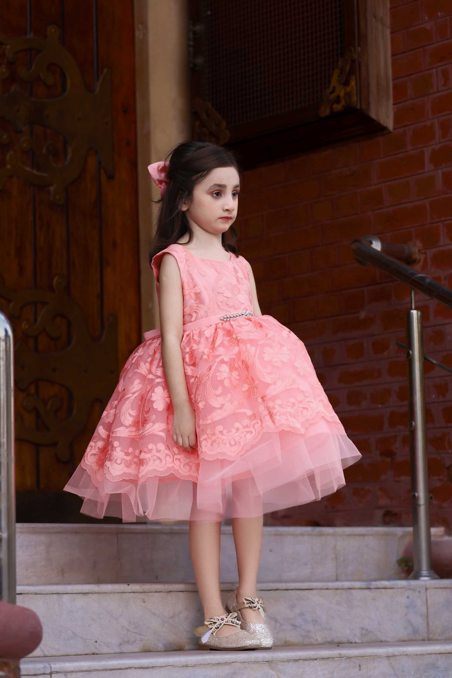 BUTTER FLY FROCK PEACH 4104