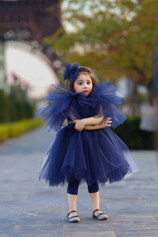 FLUFFY FROCK NAVY BLUE 4109