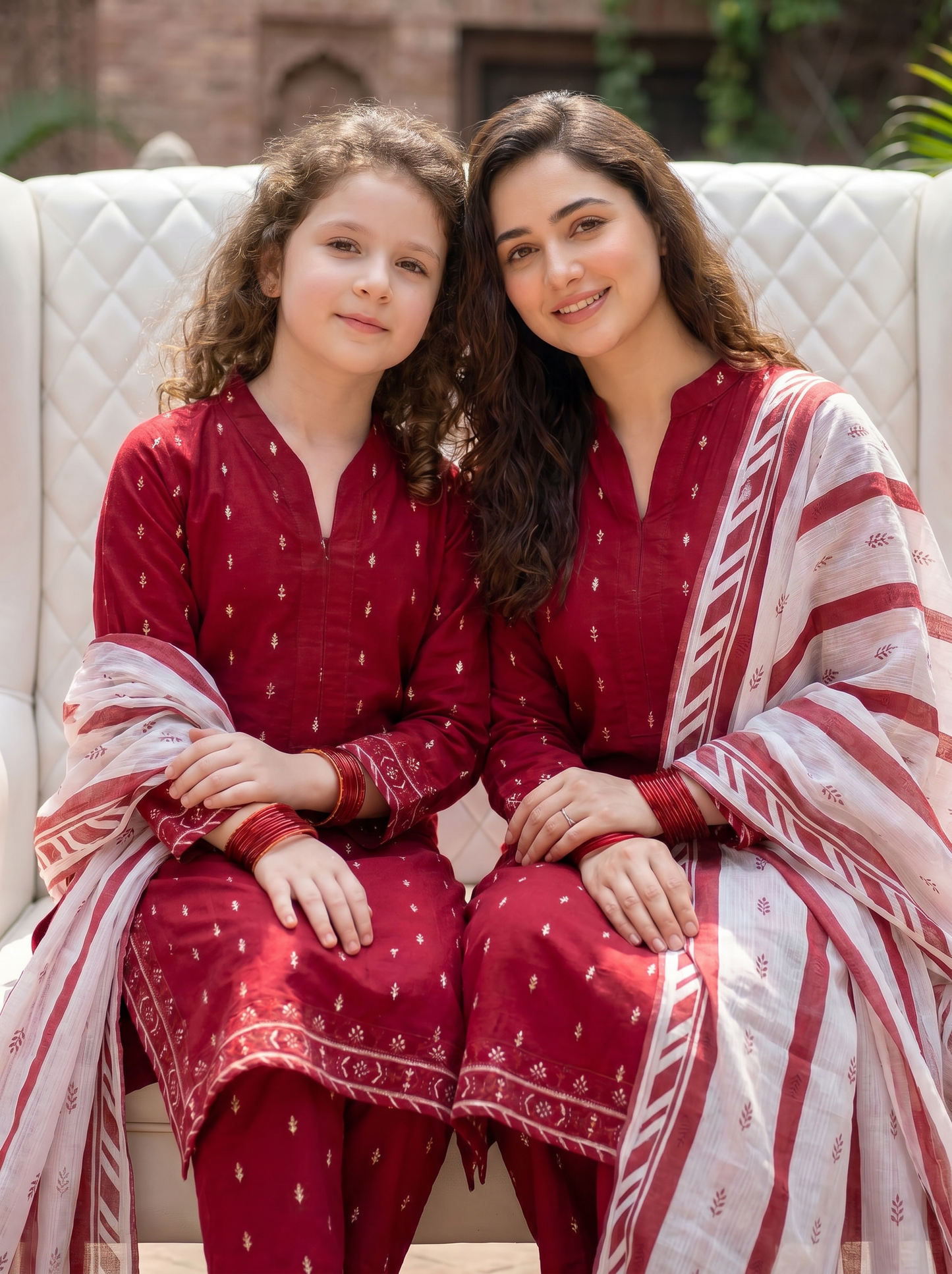 3 PIECE EMBROIDED LAWN SUIT RED KMB 4004